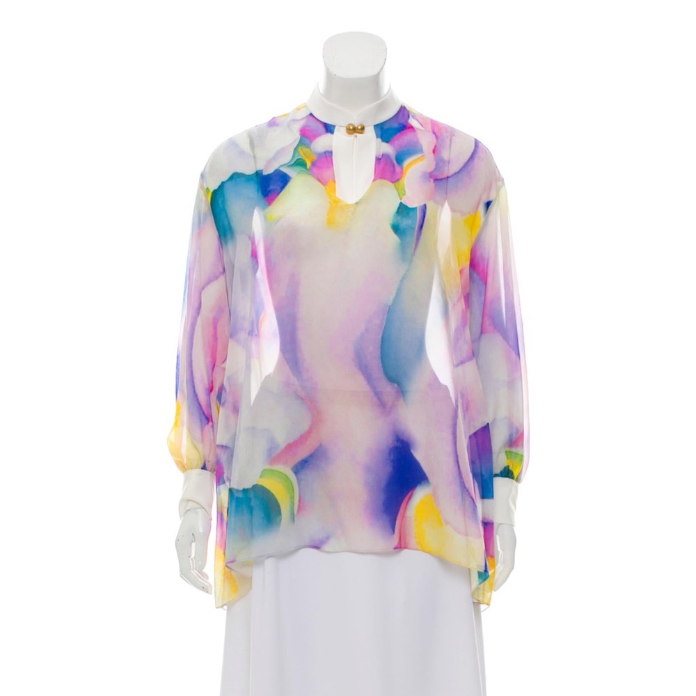 Vionnet silk watercolor blouse size XS or S